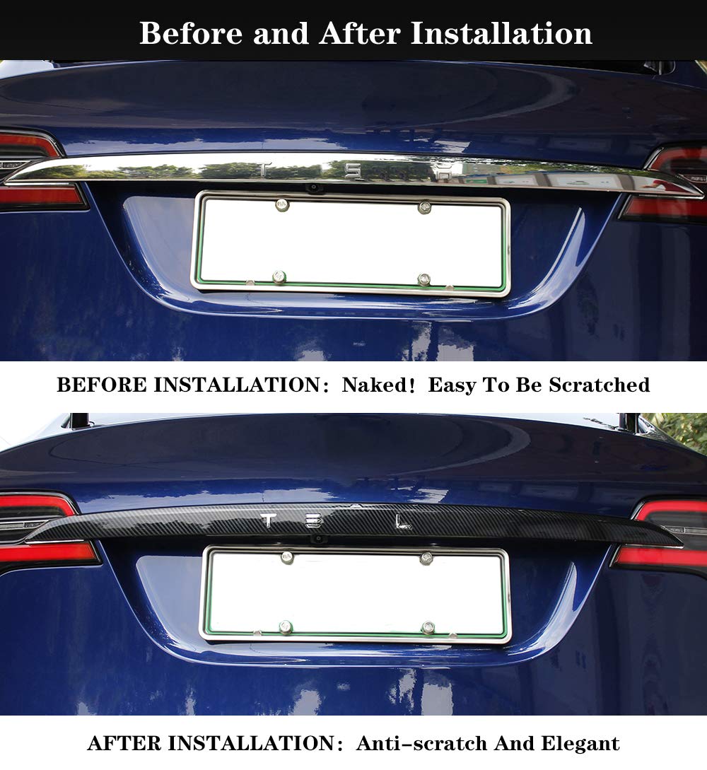 DSI - Rear Tailgate Trunk Lid Garnish Trim for Tesla Model X 2018-2020 Car Exterior Accessories ABS Imitation Carbon Fiber Outer Decoration