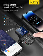 DSTAR - Bluetooth Car Adapter 1.8" Color Screen Strong Mic, QC3.0 Fast Charger Wireless FM Radio Transmitter with Treble & Bass Sound Music Player, Hands-Free Calls, Supports AUX/TF Card/USB Drive
