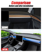 DSI - Dashboard Cover Wrap and Front Door Inner Armrest Panel Cover Trim Compatible with Tesla Model 3 2021-2023 Model Y 2020-2025, **NOT for Performance model (Glossy Blue, 4pcs)