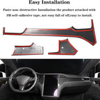 DSI - Center Console Dashboard Cover Trim Compatible with Tesla Model X Model S 2020 2019 2018 2017 2016 2015 2014 (Carbon Fiber)