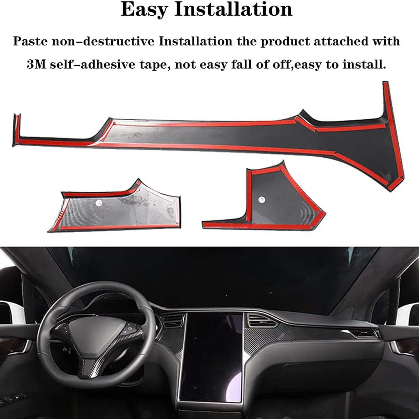 DSI - Center Console Dashboard Cover Trim Compatible with Tesla Model X Model S 2020 2019 2018 2017 2016 2015 2014 (Carbon Fiber)