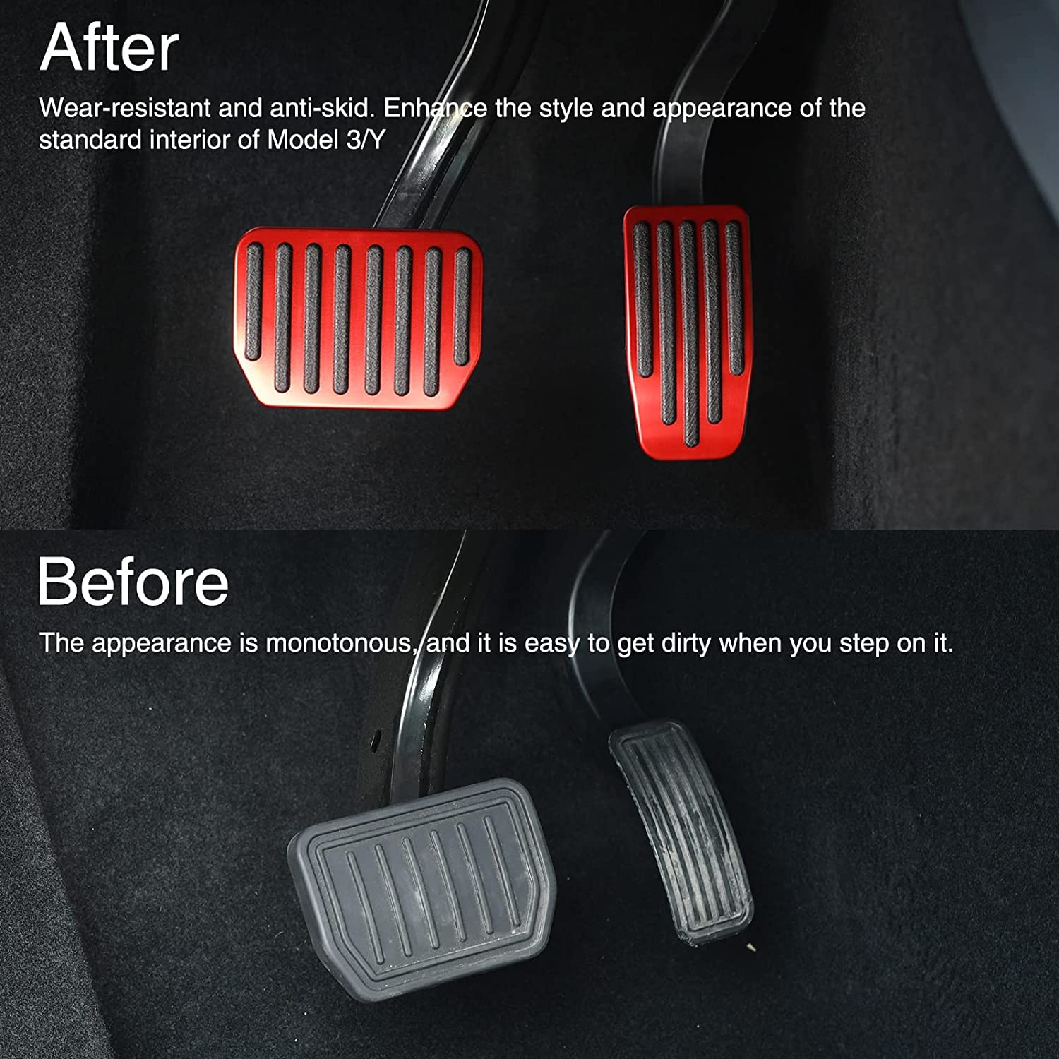 DSI - Foot Pedal Pads Set for Tesla Model 3 Model Y, Non-Slip Performance Aluminum Car Accessories Brake & Accelerator Pedal Covers for Model 3/Y (Red)