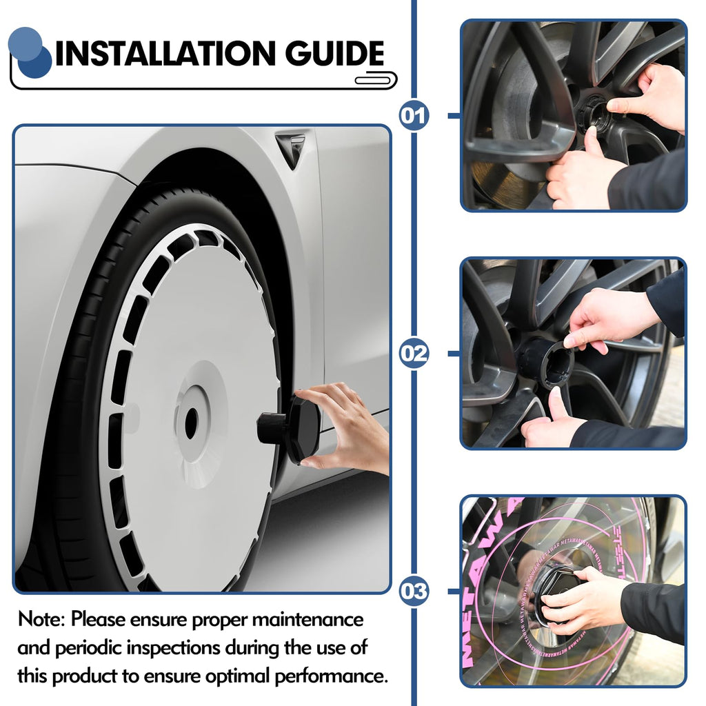 DSTAR - 19 Inch Wheel Covers for Tesla Model Y Juniper Crossflow Wheels 2025, Centers Lock Installation Rim Protector, Full Coverage Hubcaps Exterior Accessories (Black Ring, 4 PCS)