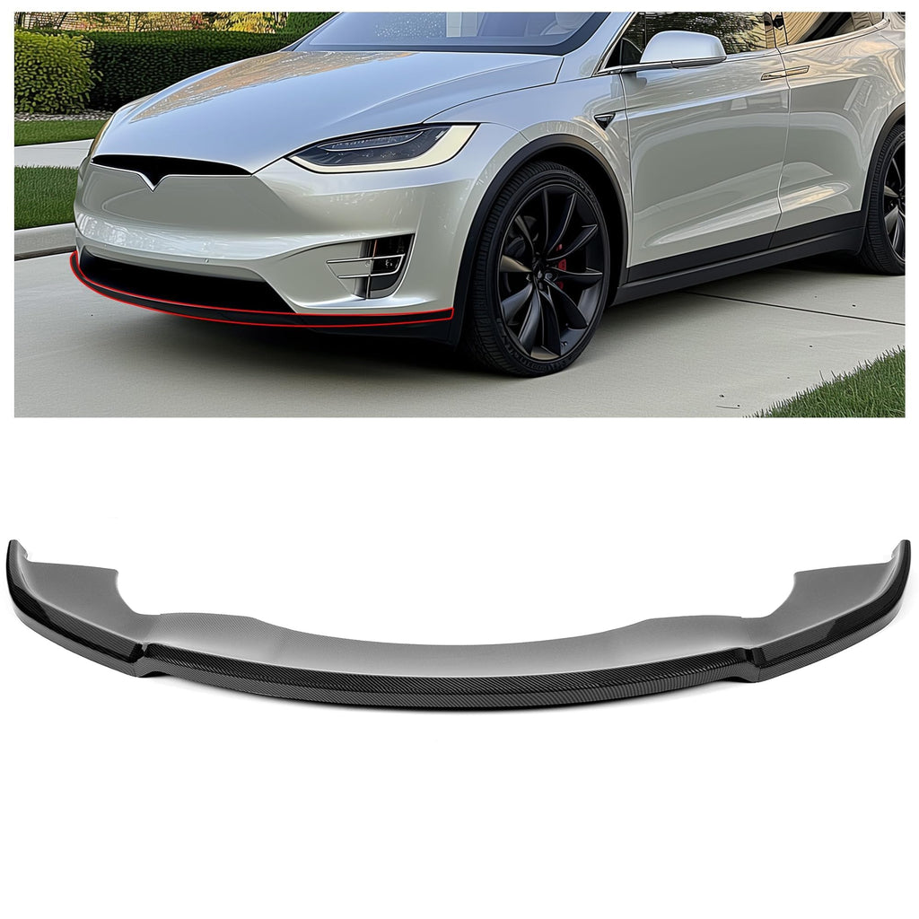 DSI - 3Pcs Front Bumper Lip Compatible with 2016-2020 Tesla Model X 4-Door MX Style Under Chin Spoiler Splitter Bumper Valance Diffuser Protector Air Dams Body Kit Carbon Fiber Color