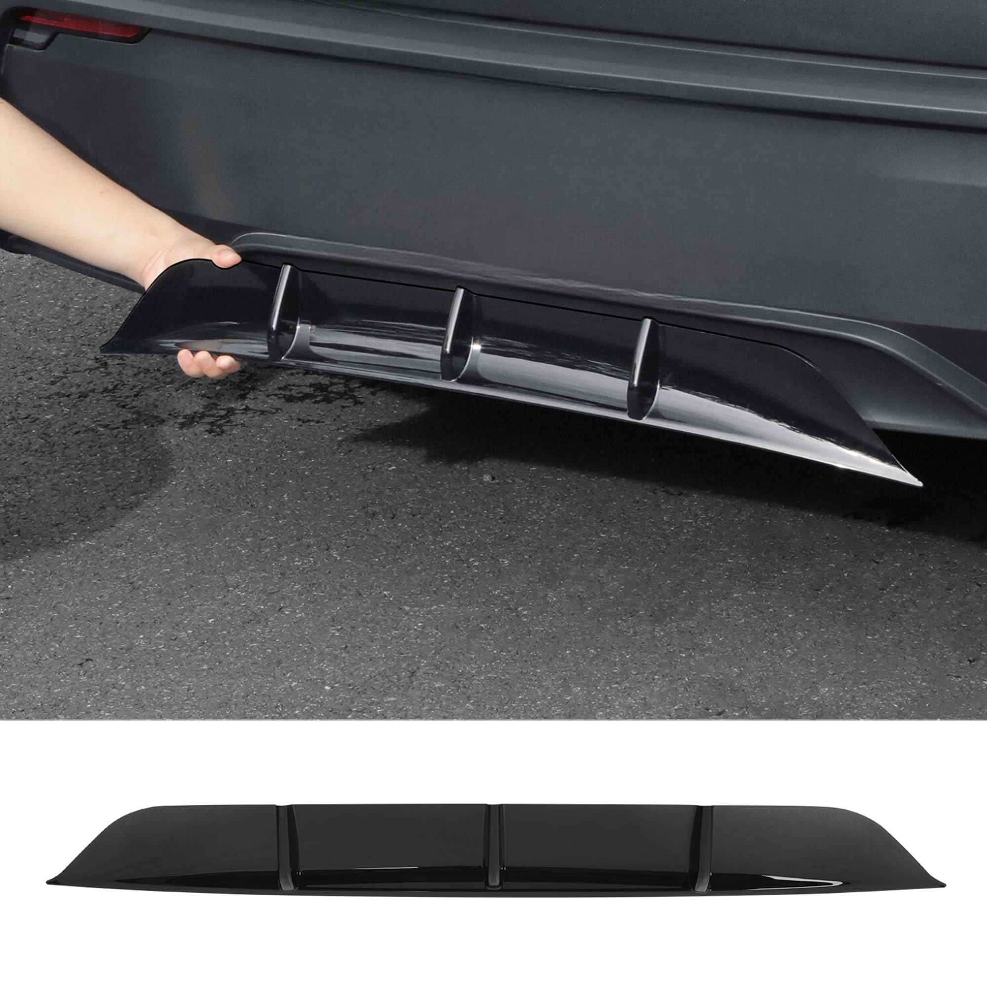 DSTAR - Rear Diffuser for Tesla 2025 2026 Model Y Rear Bumper Molding Lower Lip Splitter Spoiler Model Y Juniper Accessories（Glossy Black）
