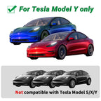 DSI - Model Y Accessories for Tesla 2024 2023 2022 2021 2020 Emblem Sticker 2PCS/Set Logo Decal (Black- Carbon Fiber Pattern)