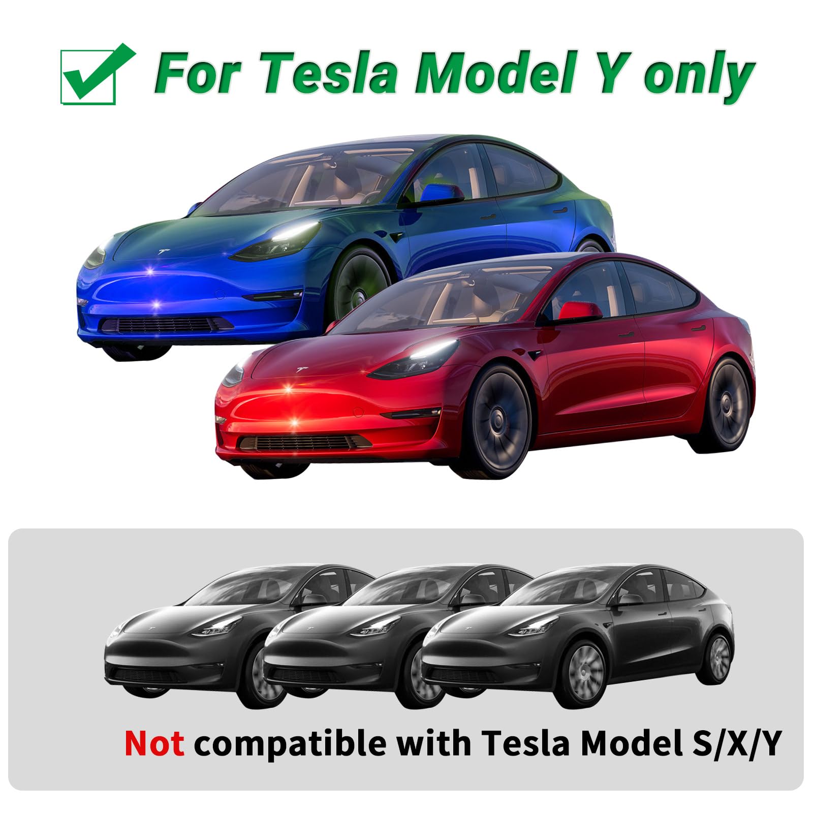 DSI - Model Y Accessories for Tesla 2024 2023 2022 2021 2020 Emblem Sticker 2PCS/Set Logo Decal (Black- Carbon Fiber Pattern)