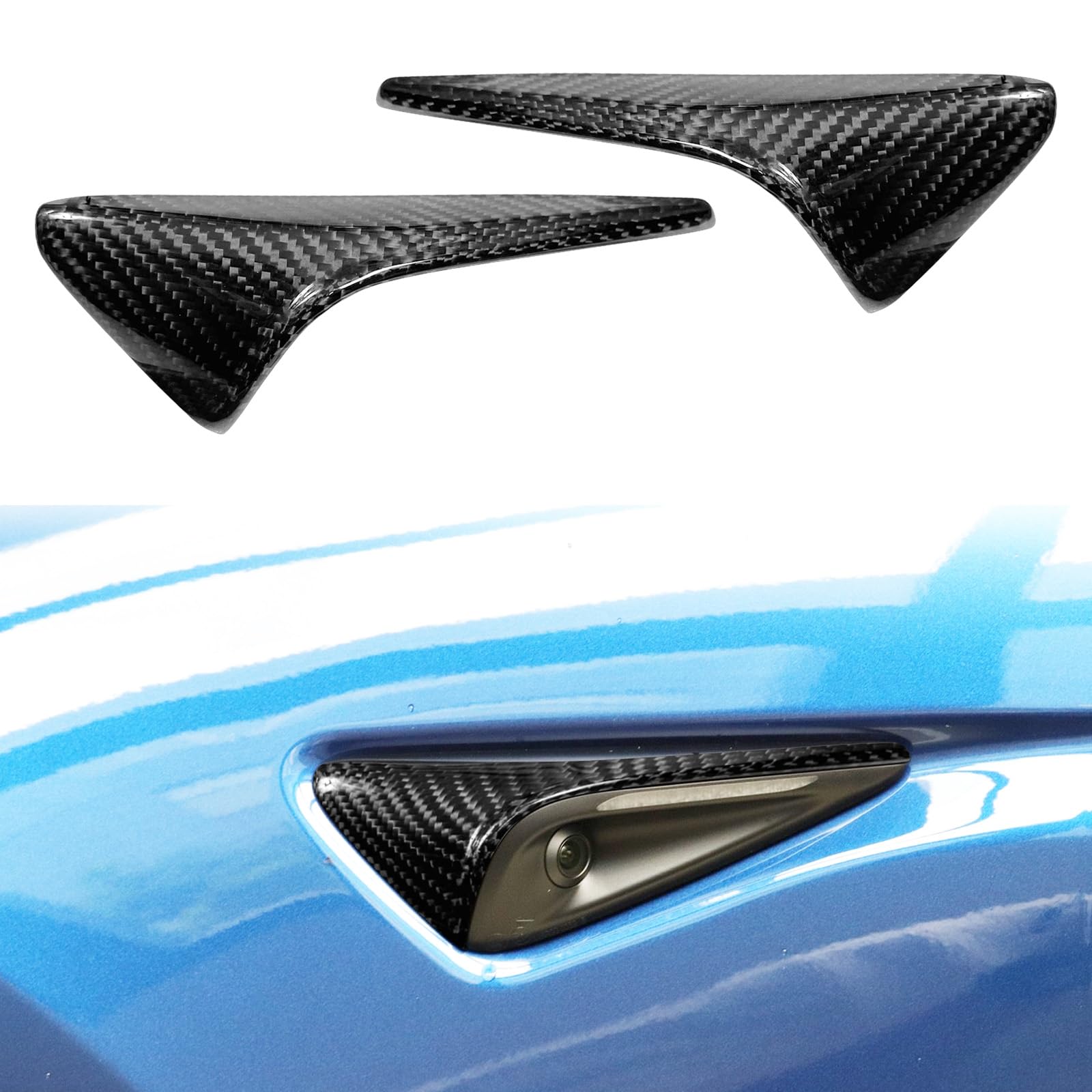 DSTAR -  Carbon Fiber Turn Signal Side Camera Covers for Tesla Model 3 2017-2023 & Model Y 2020-2023