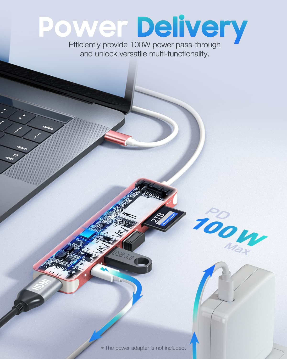 DSI - USB C Hub,USB-C Dongle, 7IN1 USBC to HDMI MultIple Adapter Compatible for MacBook Dell Lenovo Asus Thunderbolt 3 Thunderbolt 4 Type C Docking Station (HDMI USB3.0 TF/SD PD)-Rose Gold