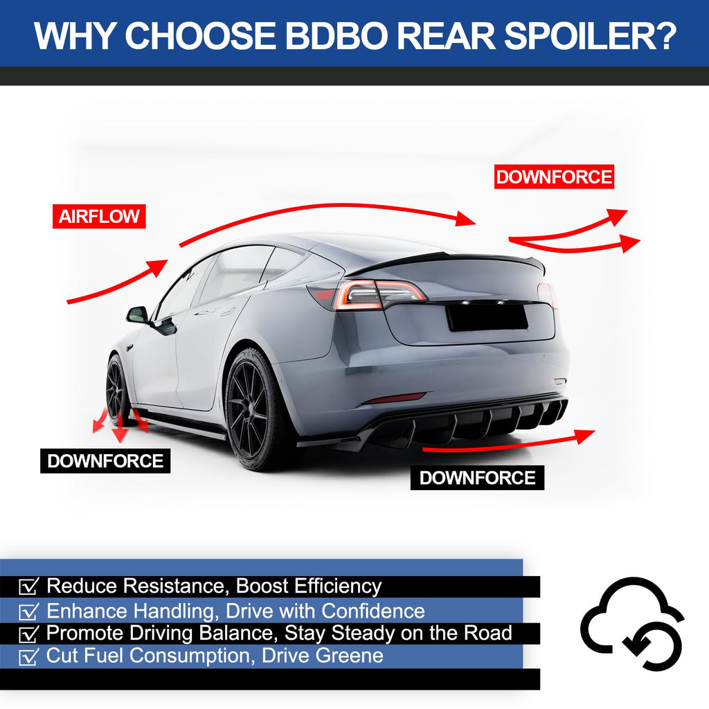 DSI - Spoiler for Tesla Model 3 2016-2022 Wing Rear Spoiler Trunk Tail Rear Trunk Lid,M4 Style Matte Black Style Performance,Model 3 Accessories