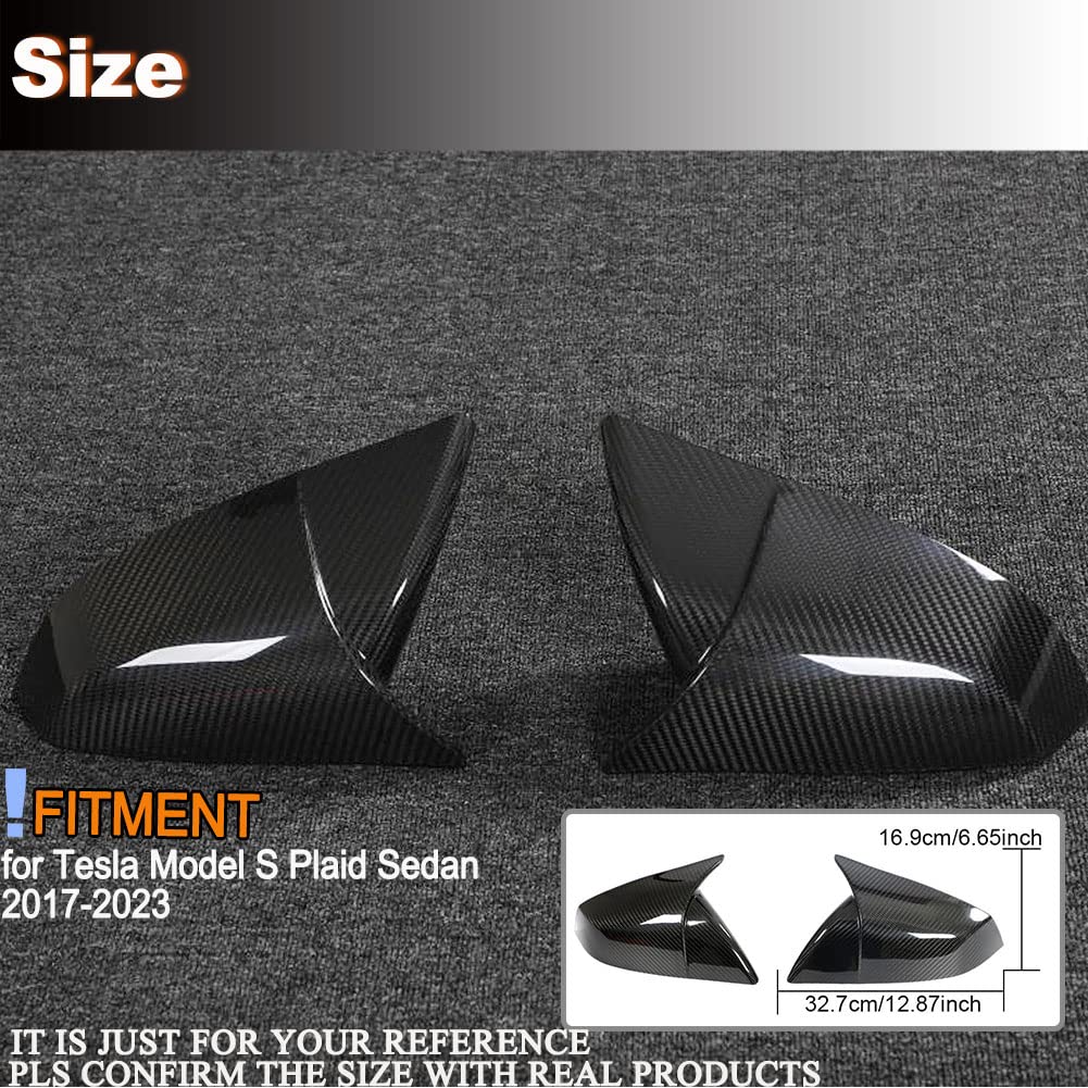 DSI - Dry Carbon Fiber Mirror Cover Caps for Tesla Model S 2021-2023 Add-on Side Rearview Mirror Caps Car Exterior Outside Shell Factory Outlet