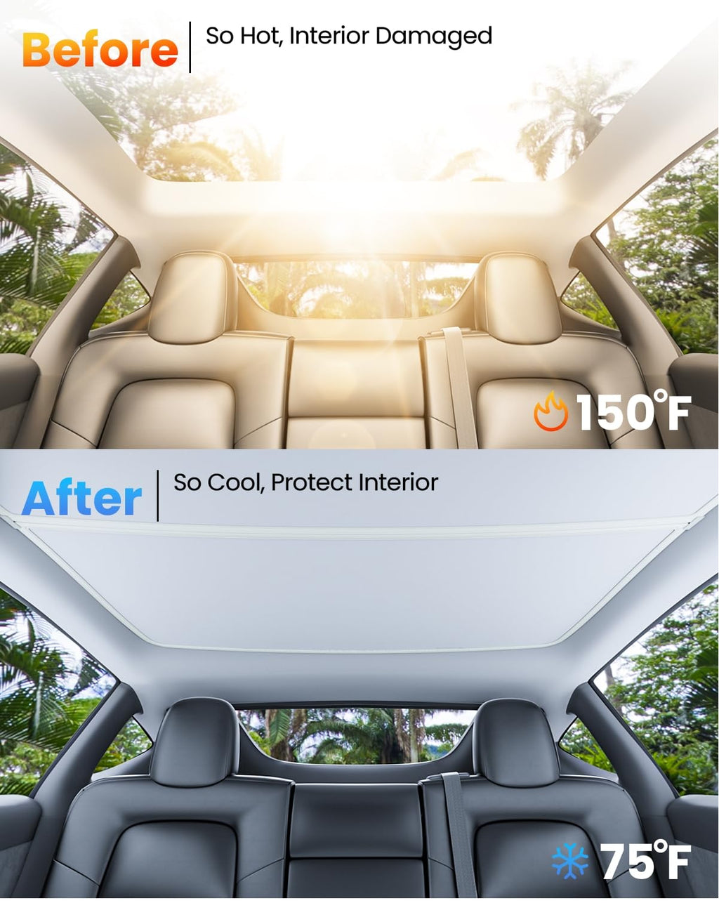 DSI - 2025 Upgrade Tesla Model Y Sunshade Roof [No Gaps, No Sagging] Tesla Y Accessories Heat Insulation Foldable Glass Sunroof Cover for Model Y 2021-2025 (WILL Not Fit New Y Juniper), 2PCS, Gray