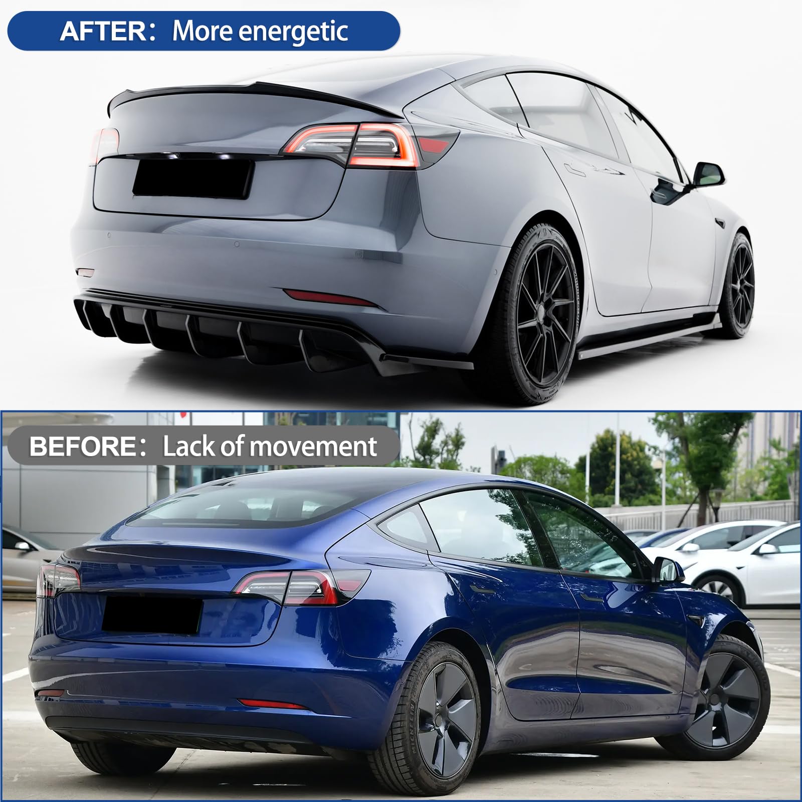 DSI - Spoiler for Tesla Model 3 2016-2022 Wing Rear Spoiler Trunk Tail Rear Trunk Lid,M4 Style Matte Black Style Performance,Model 3 Accessories