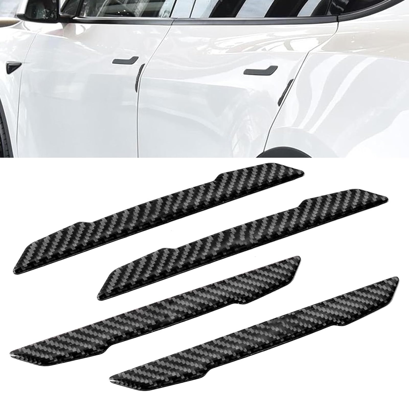 DSI - Door Protector Edge Guards Compatible with Tesla Model 3 Y X S Cybertruck Carbon Fiber Exterior Accessories Anti-Collision Bumper Guard Strip Rearview Mirror Wrap Trim Trunk Cover Strips (Black)