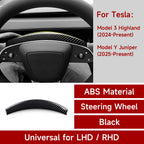 DSI - FITS Tesla Model 3 Highland 2024 2025 2026 Model Y Juniper 2025 2026 Accessories Car Steering Wheel Trim Carbon Style ABS Decal Sticker (Style B)