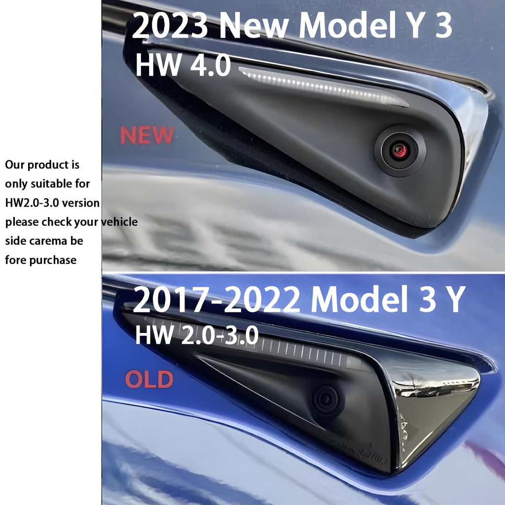 DSI - FITS Tesla Model 3/Y HW3.0 Turn Signal Side Camera Protection Cover Decoration Accessories fit for 2017-2023 Tesla Model 3 and 2020-2023.6 Tesla Model Y (Glossy Carbon Fiber Pattern)