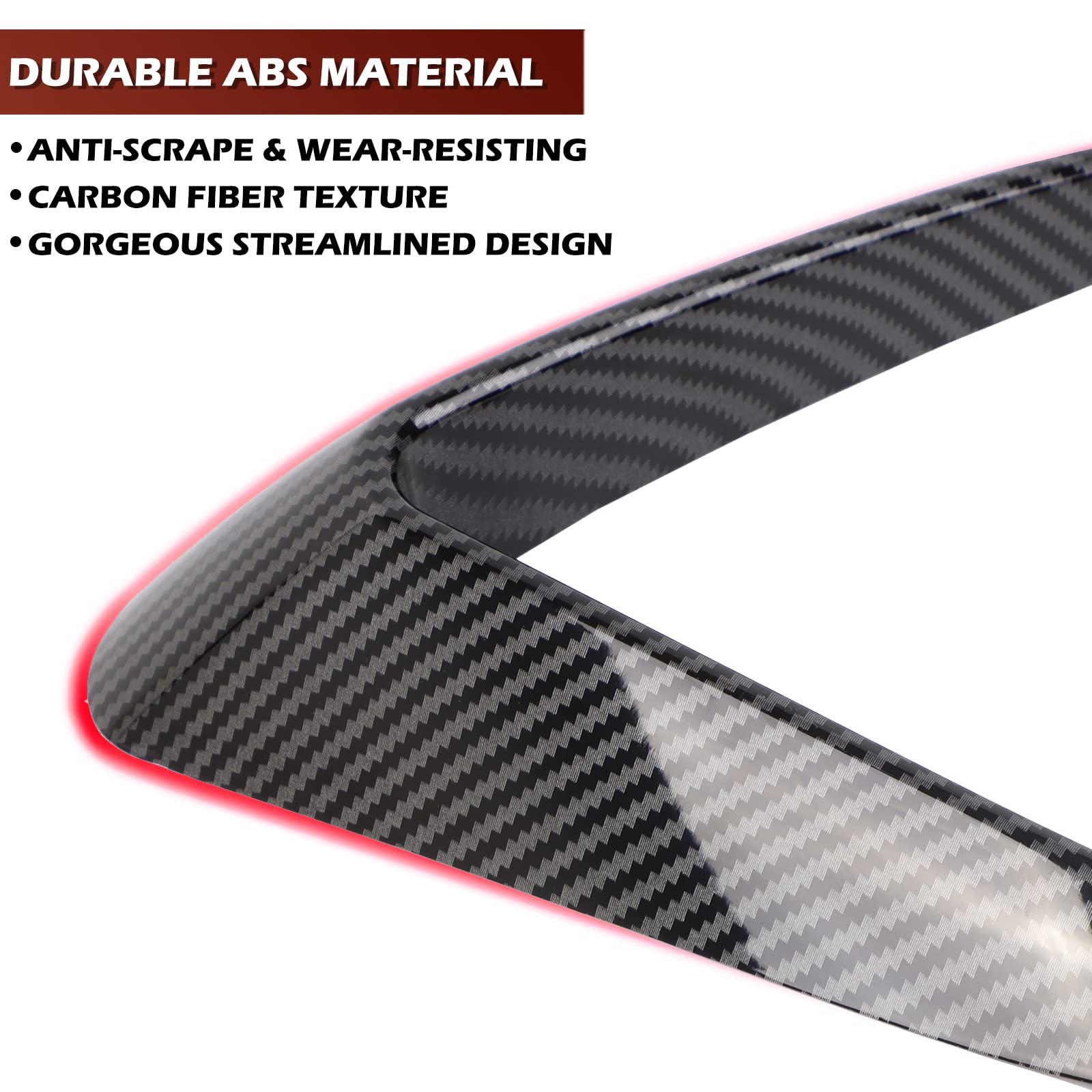 DSI - Front Fog Light Trim Cover for Tesla Model 3, 2PCS Fog Lamp Frame Blade Trim Eyebrow Eyelids Cover, Spoiler Accessories for Model 3 2017 2018 2019 2020 2021 2022 2023, Glossy Carbon Fiber