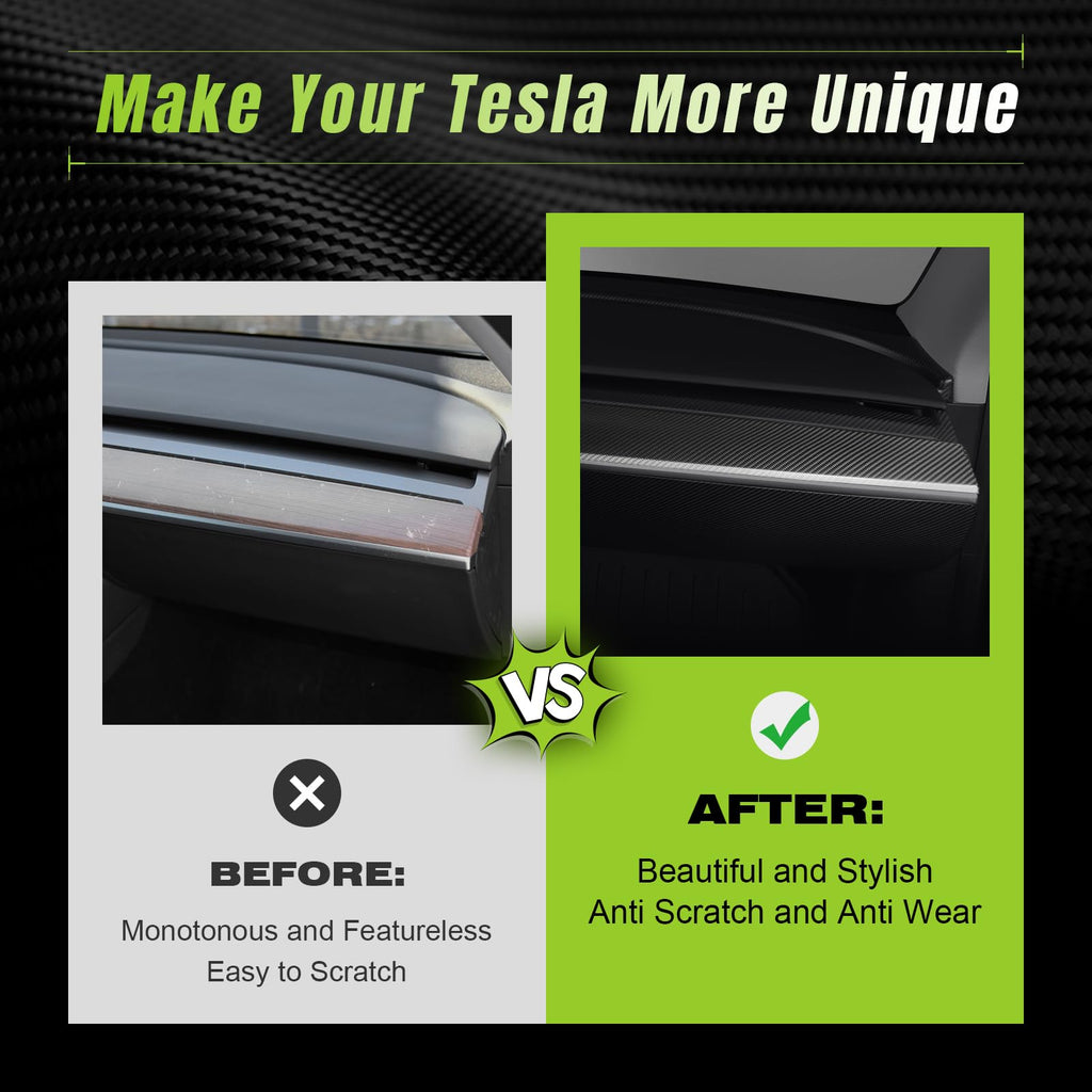 DSI - Dashboard Cover Trim REAL Carbon Fiber for After 2023.5 Tesla Model 3&Y Dashboard Wrap - Dry Carbon Fiber Interior Decoration Compatible with Tesla Model 3&Y (Matte)
