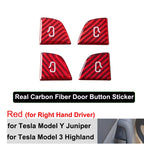 DSI - Door Switch Button Sticker -FITS Tesla Model Y Juniper 2026  Opening Button Trim Patch New Model 3 Carbon Fiber Pattern Decor Cover