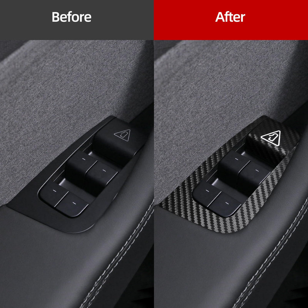 DSI - Window Switch Panel Cover for Tesla Model Y Juniper 2025, Suede Carbon Fiber Interior Trim