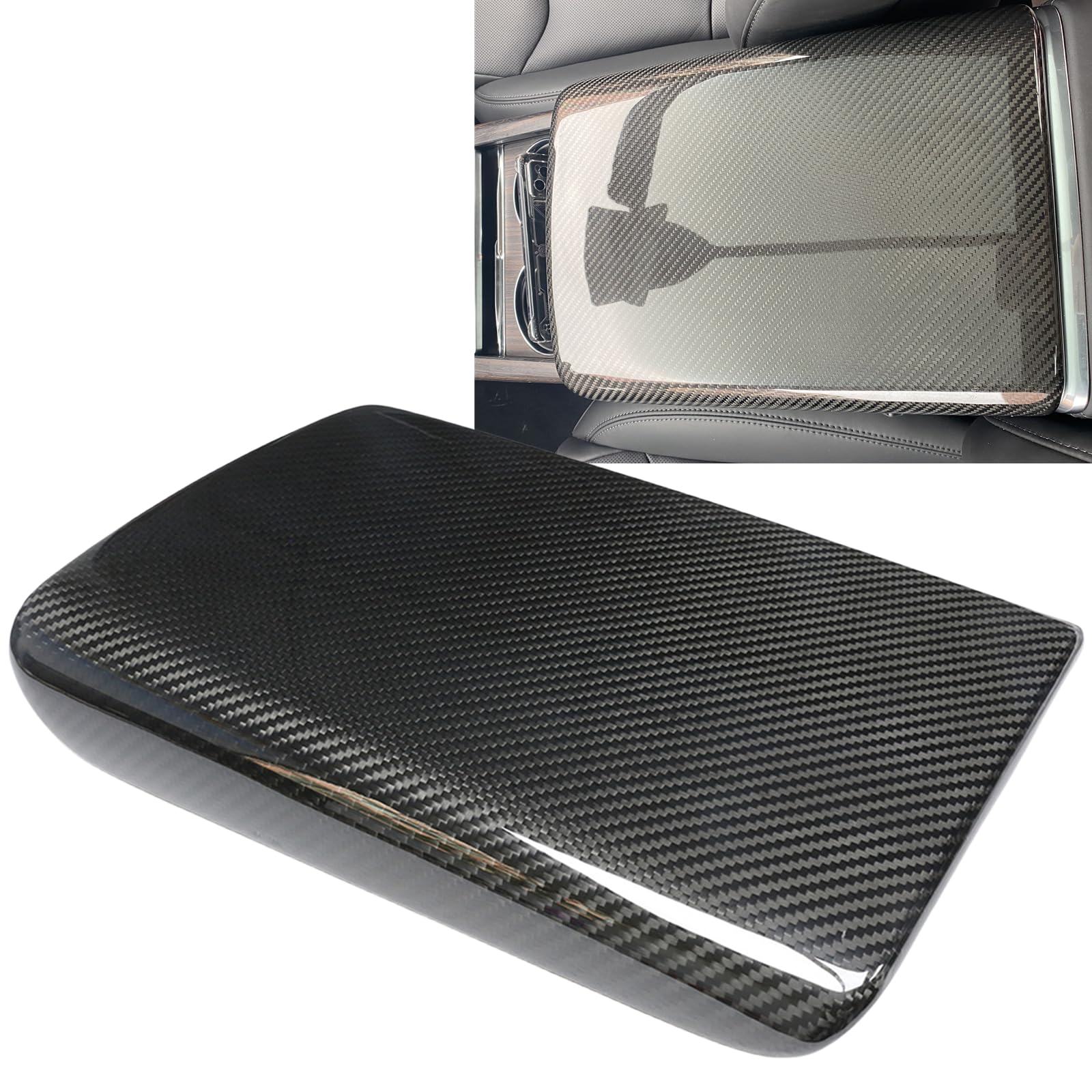 DSI - Center Console Armrest Box Panel Trim For Tesla Model S Model X 2021-2023 Carbon Fiber