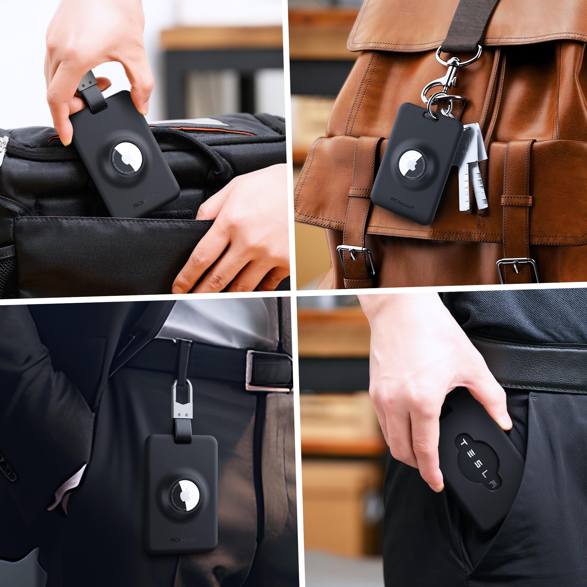 DSI - Tesla Key Card Holder with AirTag Slot, AirTag Tesla Card Plastic Card Key Holder for Model 3 Y S X Cybertruck with Keychain Key Rings, Key Card Protective Case Cover for Tesla - 1 Pack