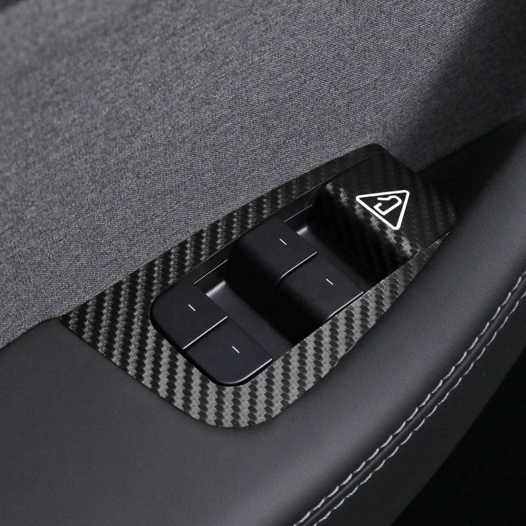 DSI - Window Switch Panel Cover for Tesla Model Y Juniper 2025, Suede Carbon Fiber Interior Trim