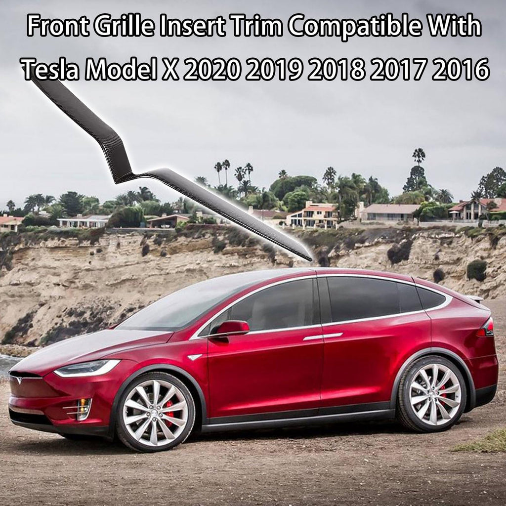DSI - Front Grille Insert Trim Compatible With Tesla Model X 2020 2019 2018 2017 2016 Front Center Mesh Grille Grill Cover(Carbon Fiber)