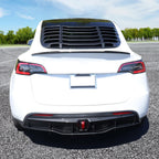 DSI - Rear Diffuser with LED Light Fits 2020-2024 Tesla Model Y, Add-on Carbon Fiber Print PP IKON Style Rear Bumper Molding Protector Lip with LED Lamp