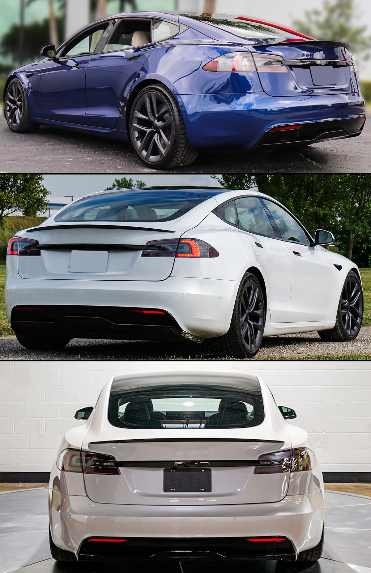 DSI - OE Plaid Style Real Carbon Fiber Trunk Spoiler Wing Compatible for 2021-2024 Tesla Model S All Models