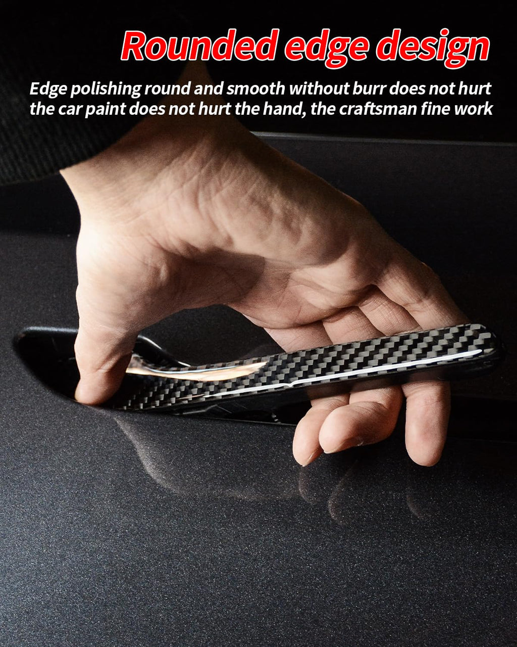 DSI - Door Handle Cover, Real Matte Carbon Fiber Door Handle Trim Protector Set Compatible with Tesla Model y Model 3 2017-2025 (4 Pieces) (Glossy Carbon Fiber with drip)