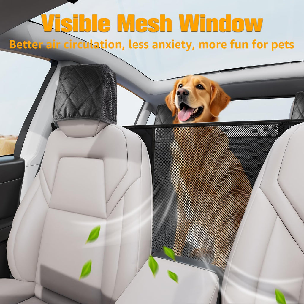 DSI - Dog Seat Covers for Tesla Model 3 & Y Back Seat with 2 Pack Door Protectors, 100% Waterproof Dog Hammock for Tesla with Mesh Window & Headrest Protection Prevents Scratches and Scuffs