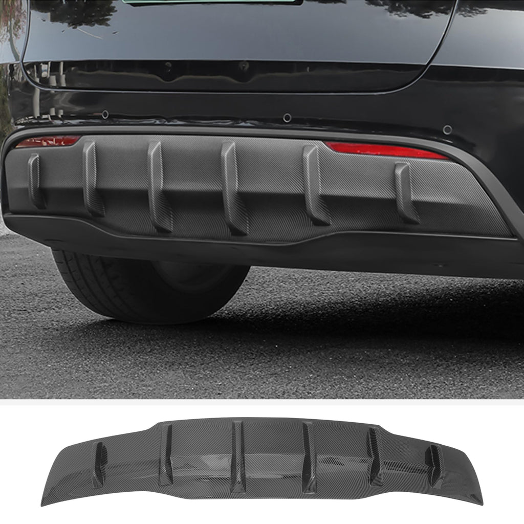 DSI - Rear Diffuser for Tesla Model Y (2020-2025) – No Drilling. This Rear Bumper molding Protector Lip is Made of PP Material with Not Applicable Juniper (Matte Carbon Fiber)