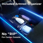DSI - Interior Car Neon Light Fit for Tesla Model 3 Y 2021 2022 2023 (Center Console+Dashboard+Seat+4 Foot Lights) with Matching Armrest Organizer, Tesla Ambient Lights, APP-Controlled RGB LED