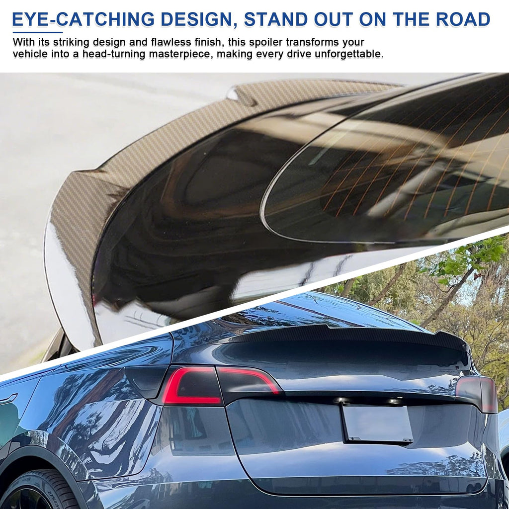 DSI - Spoiler for Tesla Model 3 2016-2022 Wing Rear Spoiler Trunk Tail Rear Trunk Lid,M4 Style Matte Carbon Fiber Style Performance,Model 3 Accessories
