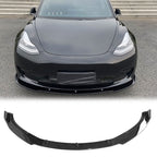 DSI - Compatible with 2017-2023 Tesla Model 3 Sedan 4-Door Front Bumper Lip, IKON Style Gloss Black PP Front Bumper Lower Chin Spoiler Splitter