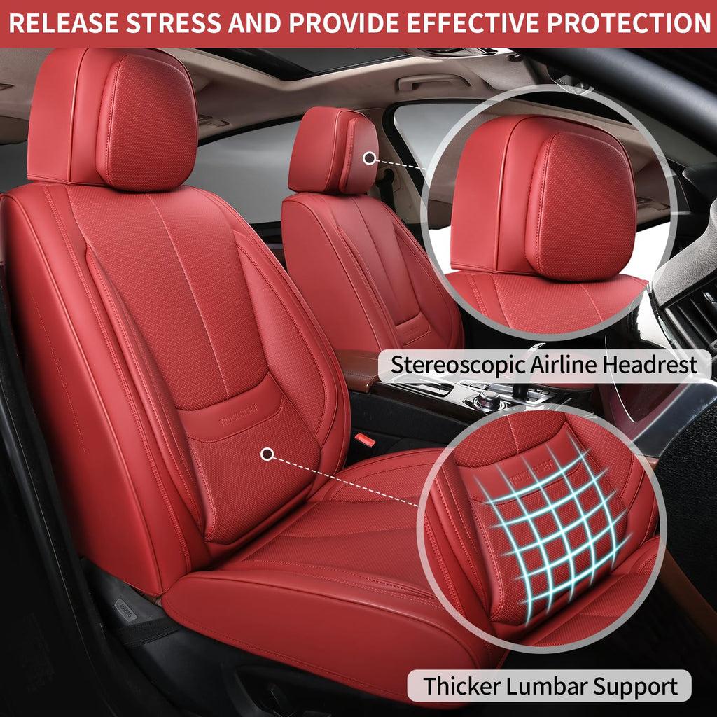 BASIC - Car Seat Covers Full Set,Leather Waterproof Car Seat Cover,Airbag Compatible,Breathable Design,Suitable for Car,Truck,SUV 5 Pack(Burgundy)