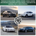 DSI - Tesla Model Y Wheel Covers, 19 Inch, 4-Piece Set, Matte Black ABS, Snap-in Installation, 2020-2024 Compatible