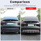 DSI - Rear Diffuser for Tesla Model Y (2020-2025) – No Drilling. This Rear Bumper molding Protector Lip is Made of PP Material with Not Applicable Juniper (Matte Carbon Fiber)