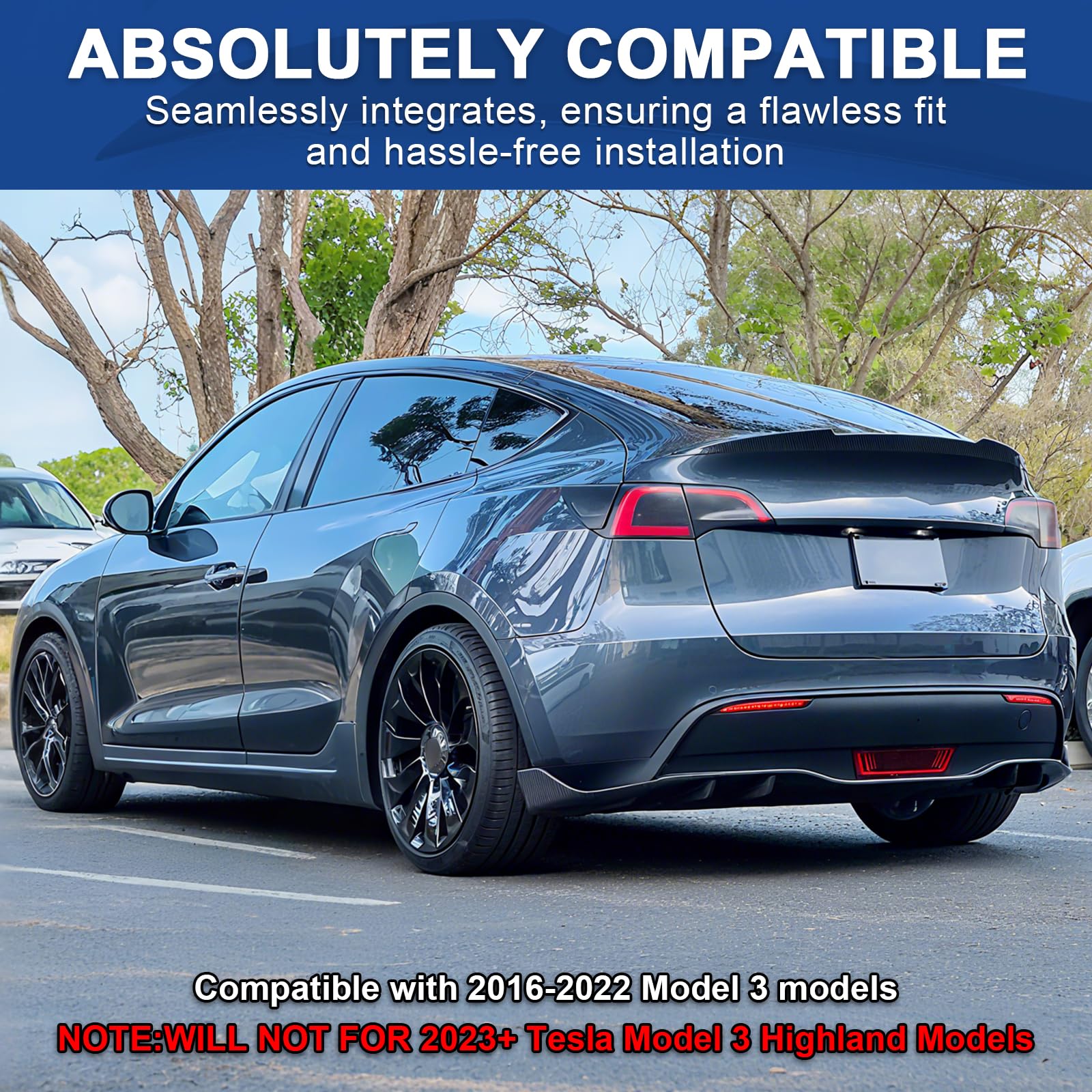DSI - Spoiler for Tesla Model 3 2016-2022 Wing Rear Spoiler Trunk Tail Rear Trunk Lid,M4 Style Matte Carbon Fiber Style Performance,Model 3 Accessories