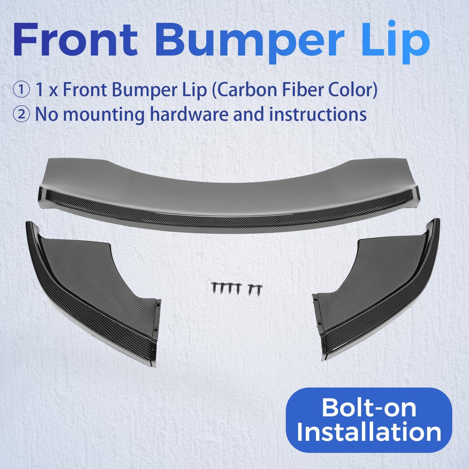 DSI - 3Pcs Front Bumper Lip Compatible with 2016-2020 Tesla Model X 4-Door MX Style Under Chin Spoiler Splitter Bumper Valance Diffuser Protector Air Dams Body Kit Carbon Fiber Color