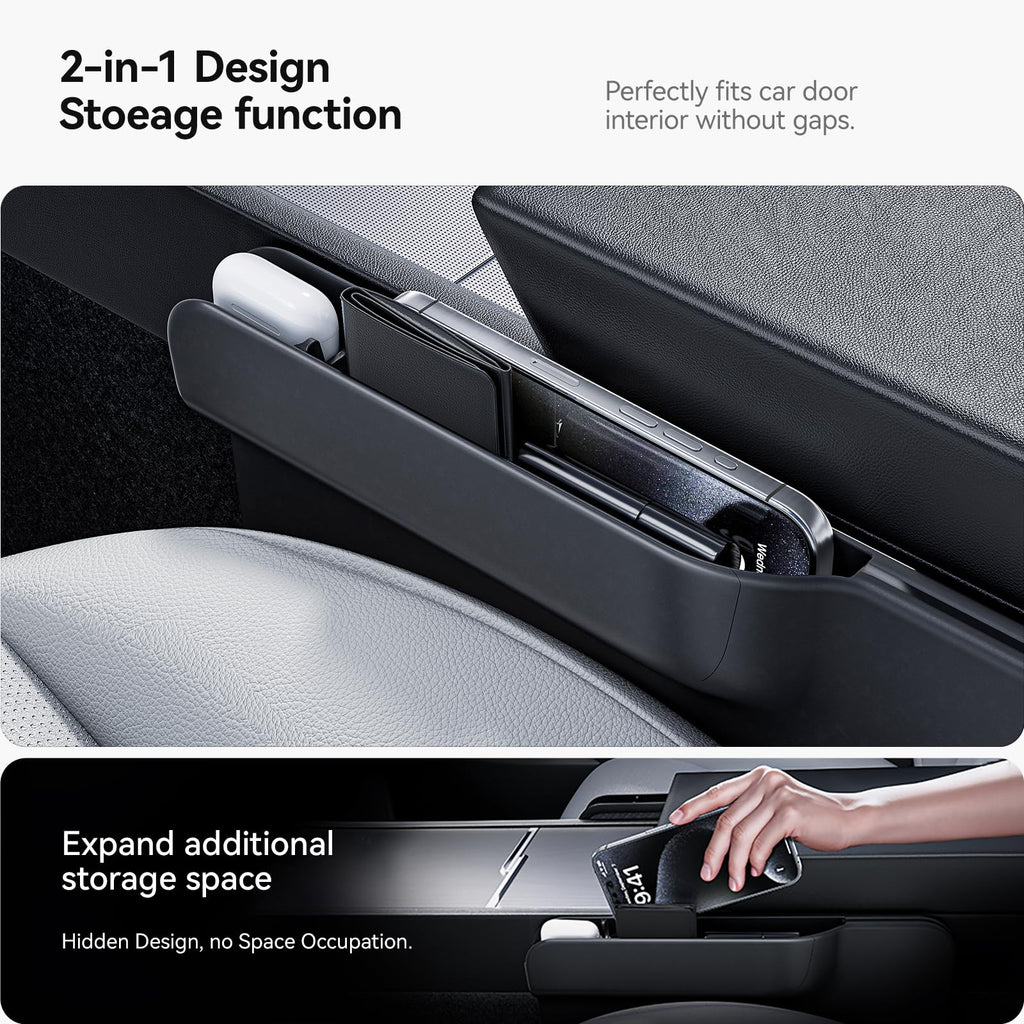 DSI - 2-in-1 Car Steering Wheel Desk Tray & Car Seat Gap Filler Organizer – Foldable Carbon Fiber Look Table for Laptop, Eating Food, Writing – Universal Fit for Most Vehicles - **Top PICK!