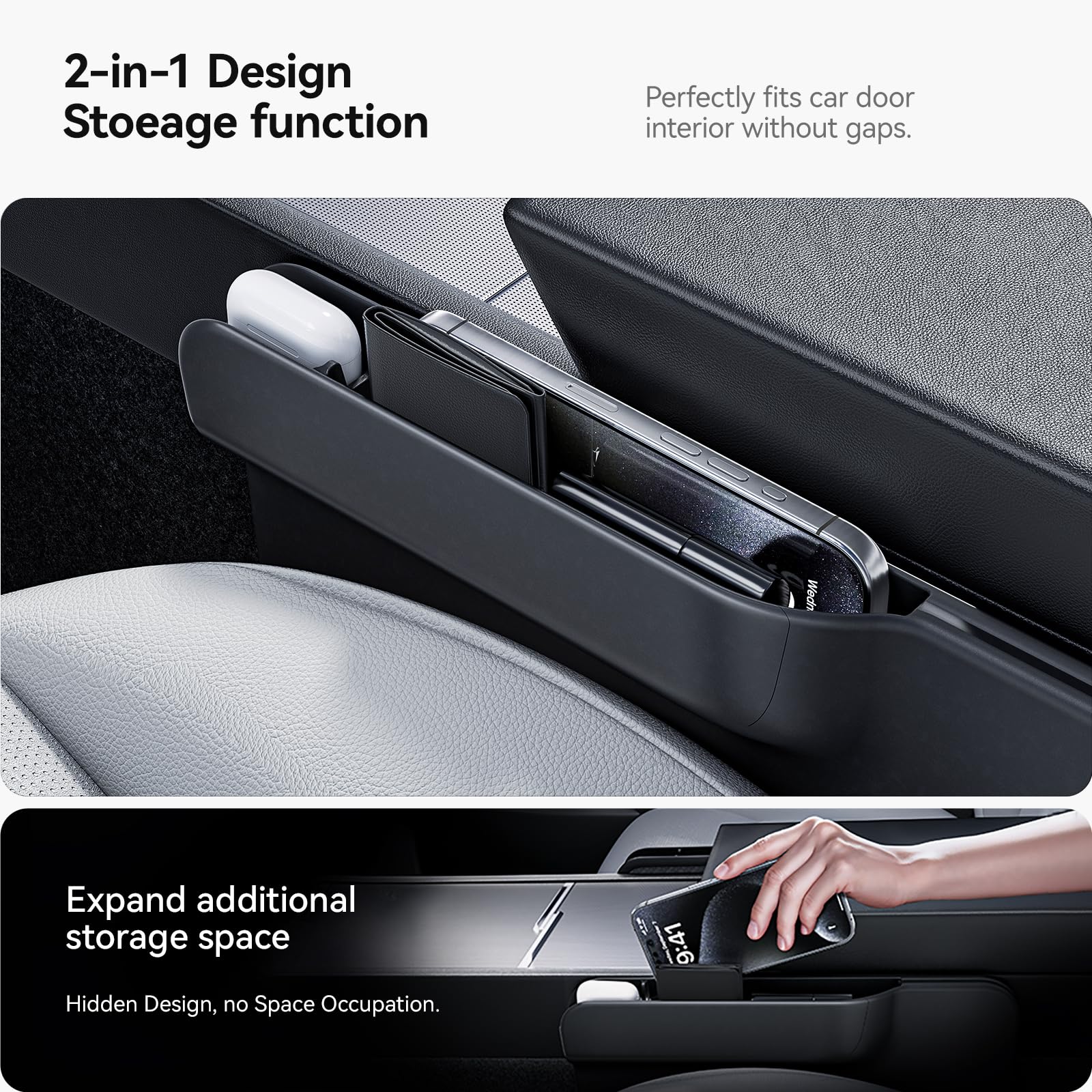 DSI - 2-in-1 Car Steering Wheel Desk Tray & Car Seat Gap Filler Organizer – Foldable Carbon Fiber Look Table for Laptop, Eating Food, Writing – Universal Fit for Most Vehicles - **Top PICK!