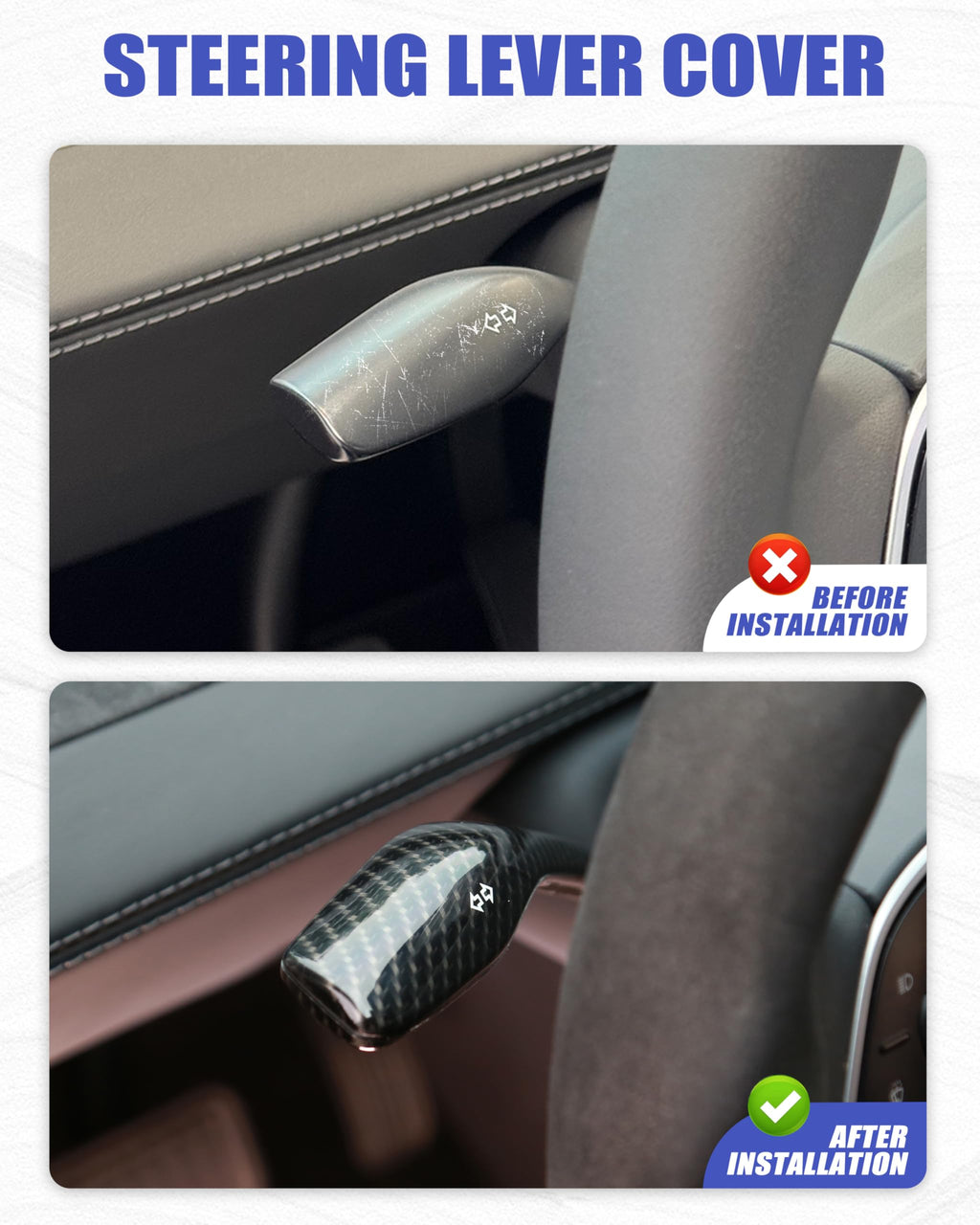 DSI - Carbon Fiber Steering Column Lever Cover for Tesla Model Y Juniper 2025-2026, Interior Trim Upgrade