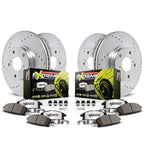 POWERSTOP Front and Rear Z26 Carbon-Fiber Ceramic Brake Pads with Drilled and Slotted Rotors Brake Kit For Tesla 3 2017-2021 [Vehicle Specific]