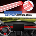 DSI - Real Glass Fiber Dashboard Trim Cover Compatible with Tesla Model 3 / Y 2017-2023, Dashboard Wrap Cover Compatible with Model 3 Interior Trim Strip Cover Model Y Accessories, Red