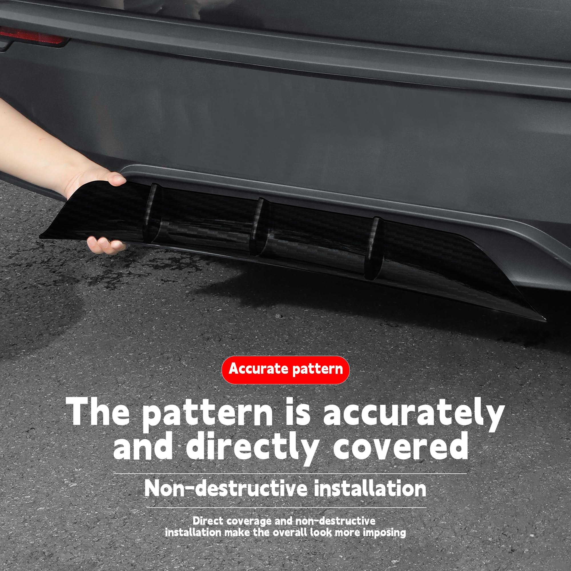 DSI - Rear Diffuser for Telsa Model Y Juniper 2025-2026 Without Drilling，Trunk Decoration Accessories Model Y Juniper Rear Bumper Molding Protector Lip Made of PP Material (Matte Carbon Fiber)