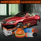 DSI - Cordless Buffer Polisher, 6 Inch Fast Charging Portable Car Polishing Kit with 2PCS 12V 2000mAh Batteries, Polisher for Car Detailing Polishing Waxing (Orange, Buffer Polisher+2 Batteries+1 Bag)