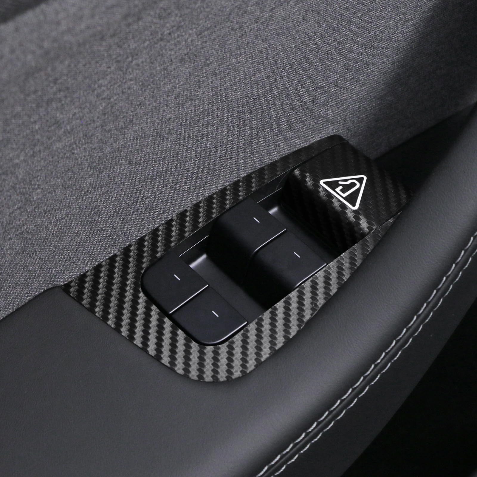 DSI - Window Switch Panel Cover for Tesla Model Y Juniper 2025, Suede Carbon Fiber Interior Trim