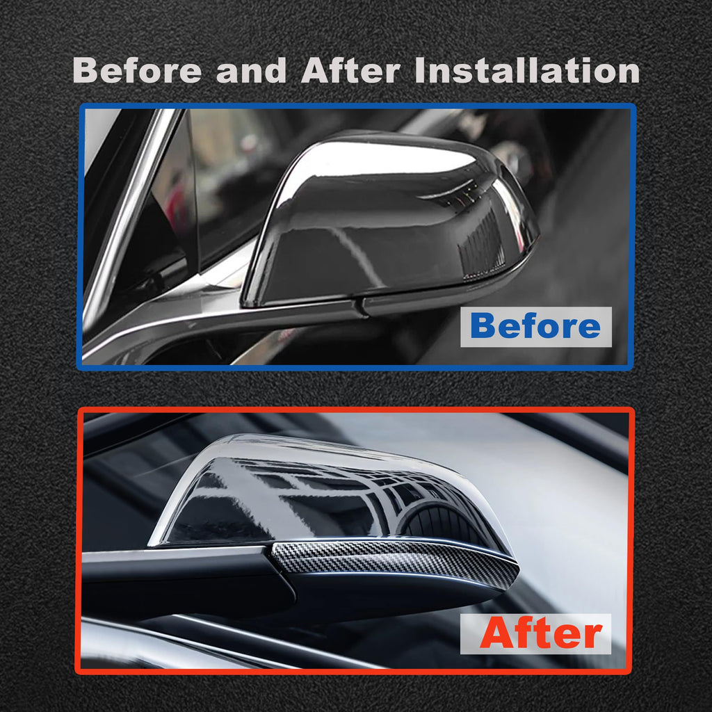 DSI - FITS Tesla Y-Shaped Side Mirror Decorative Strip Cover - Premium Exterior Accessories (M Y -Glossy Carbon Fiber Pattern)